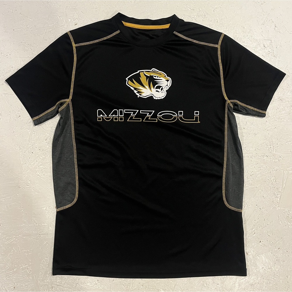 Mizzou Missouri‎ Tigers Short Sleeve Shirt Mens Large Black Football Athletic